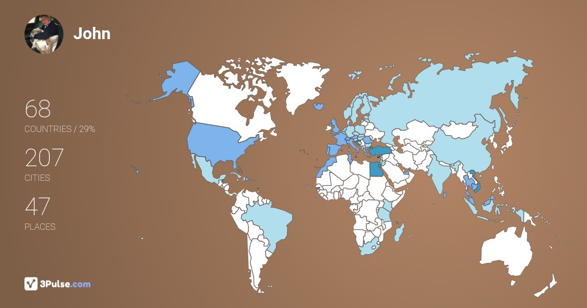 John Mawer's Travel Map Image