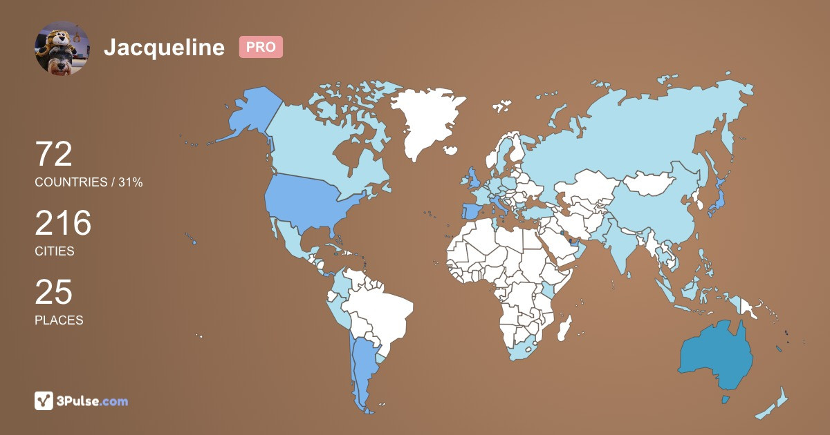 Jacqueline McMahon's Travel Map Image