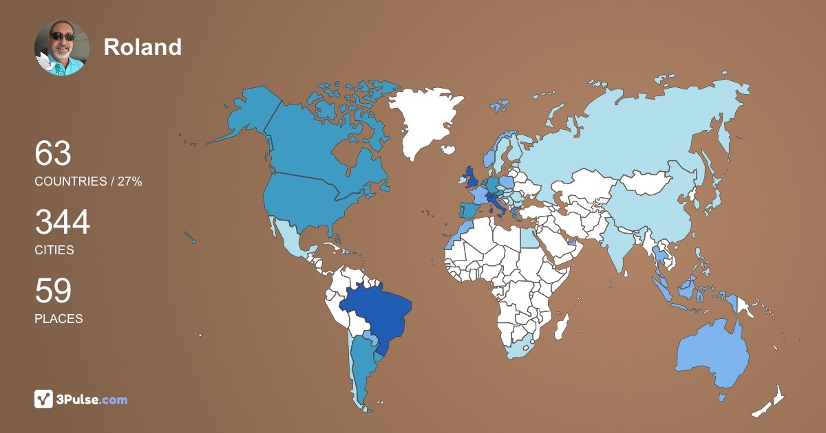 Roland Santo's Travel Map Image