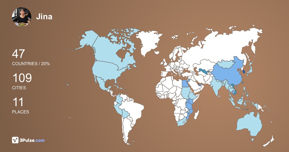 Jina Byun's Travel Map Image