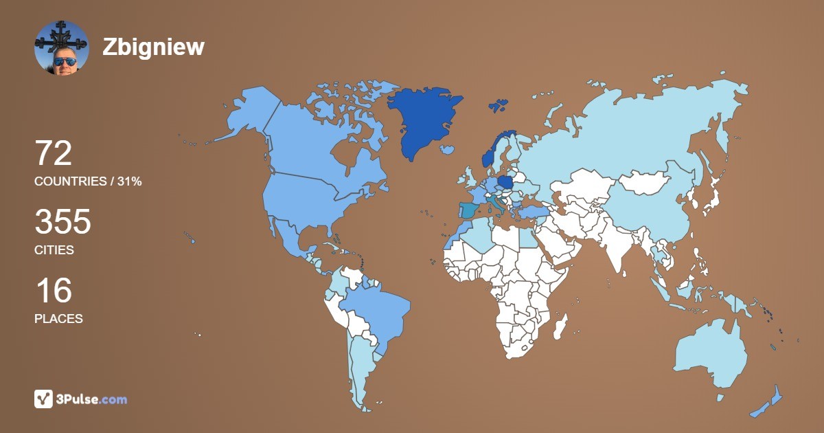 Zbigniew Gierczak's Travel Map Image