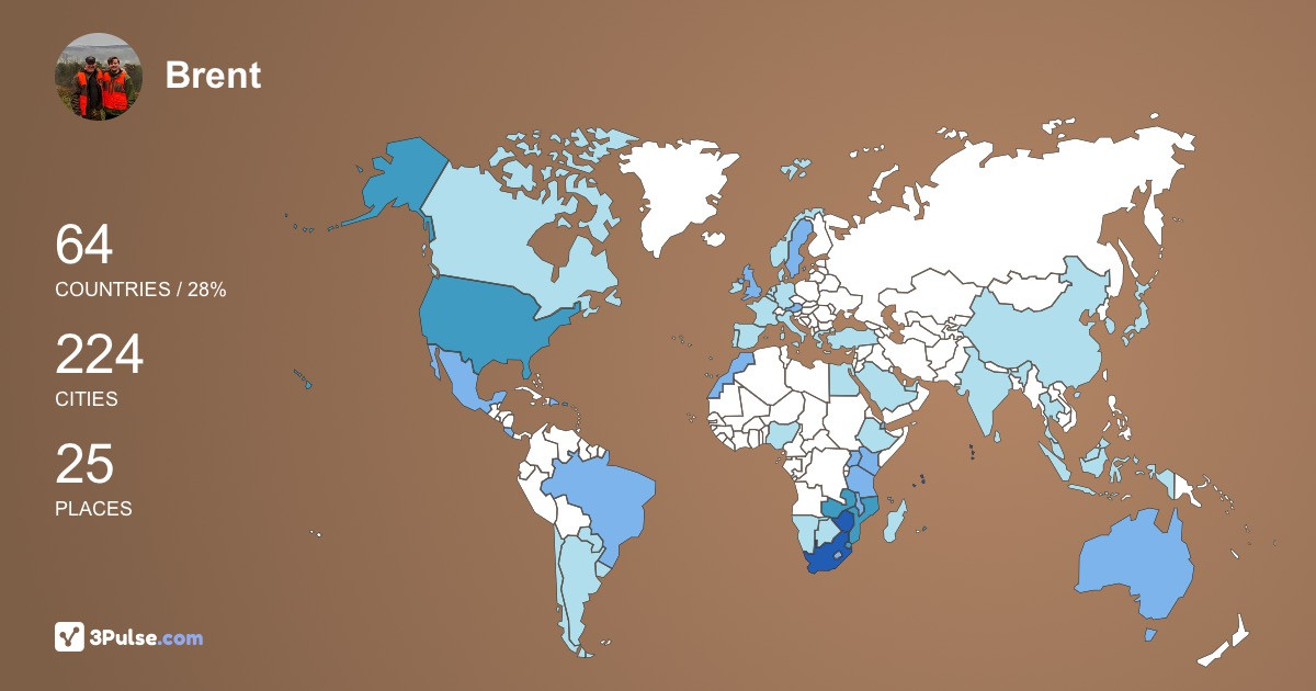 Brent Parkinson's Travel Map Image