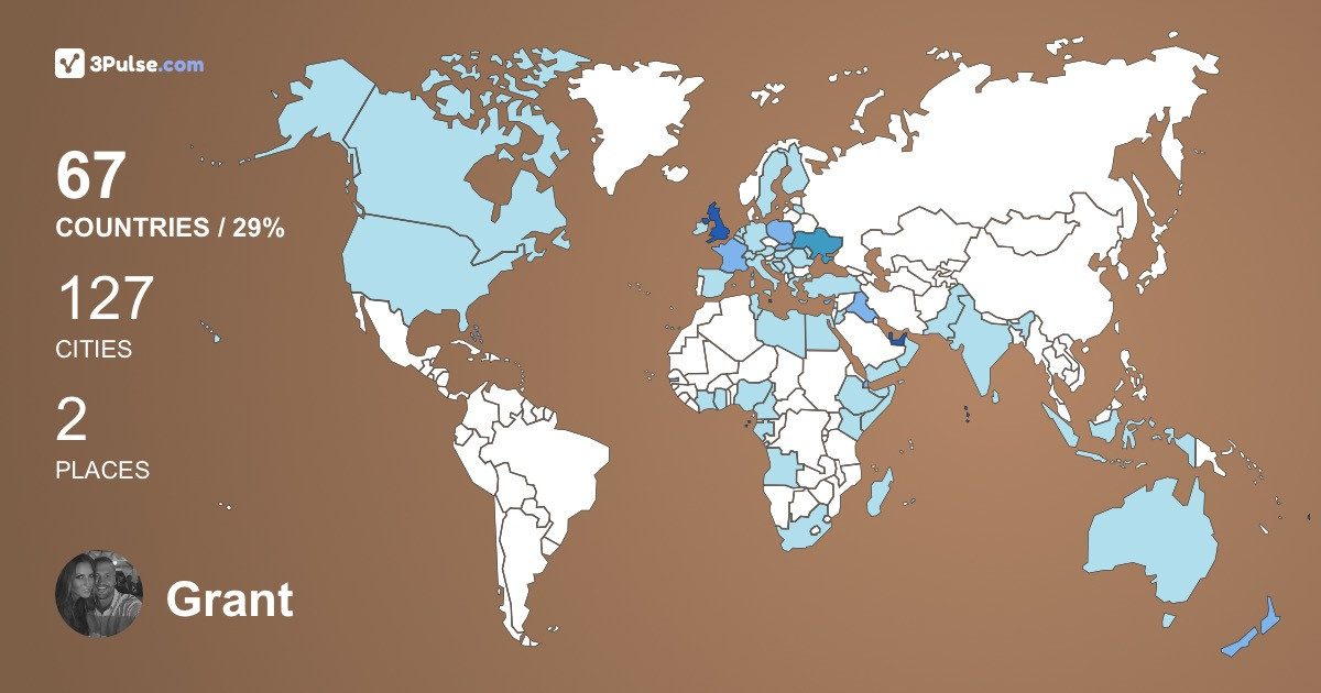 Grant Bowden's Travel Map Image