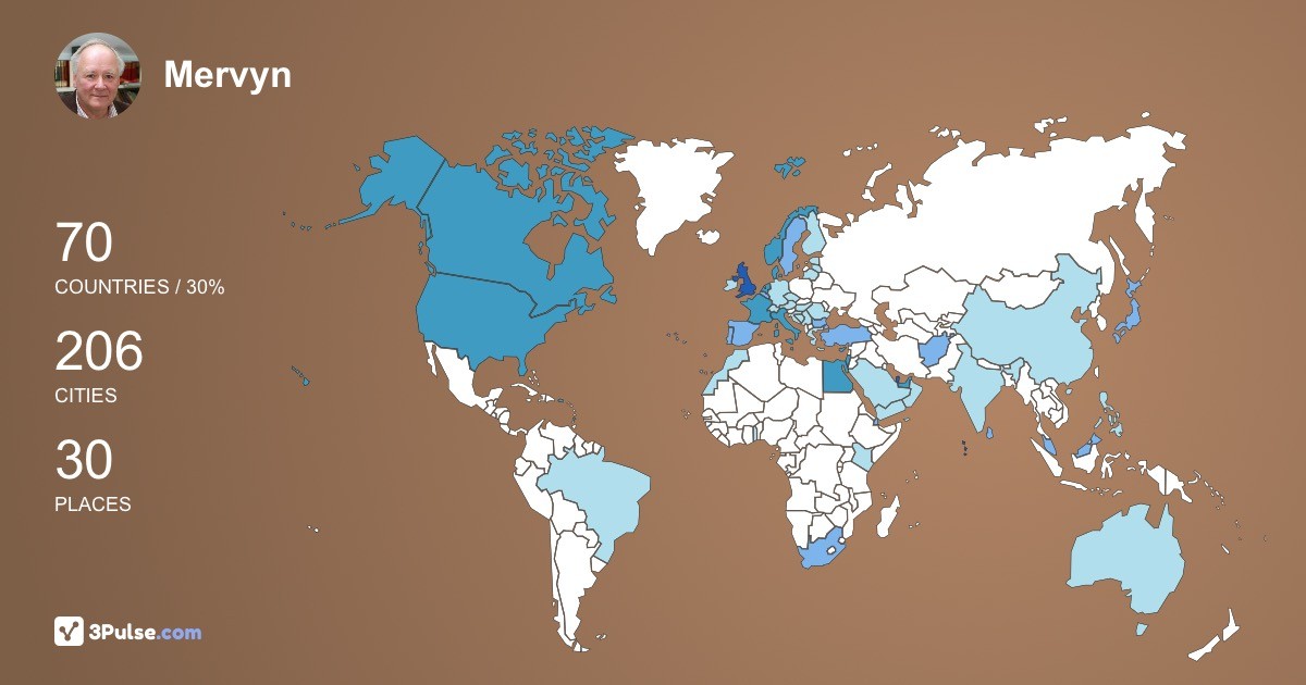 Mervyn Cowdrey's Travel Map Image