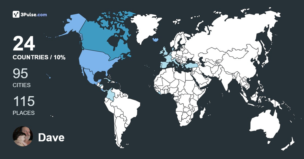 Dave Moore's Travel Map Image