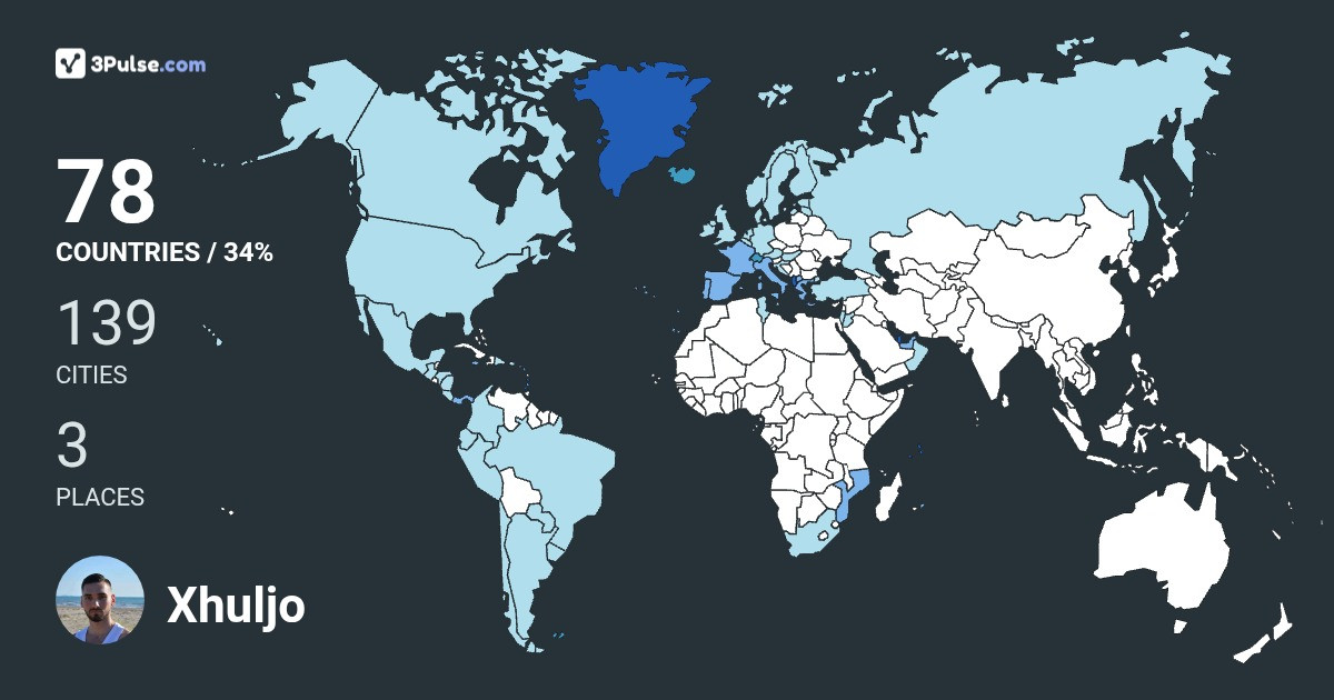 Xhuljo Lalaj's Travel Map Image