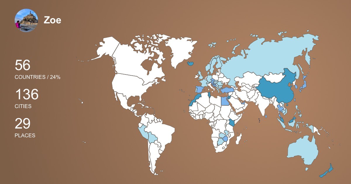 Изображение Карты путешествий Zoe Wong