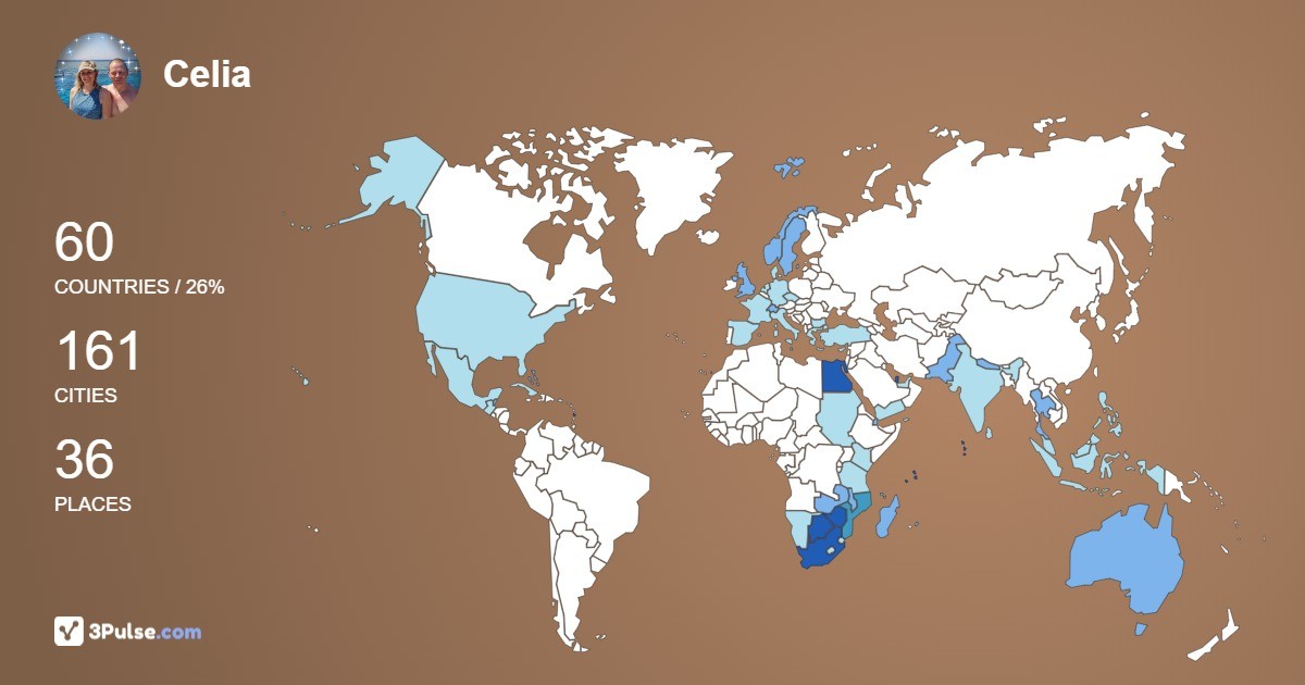 Celia Coleman's Travel Map Image