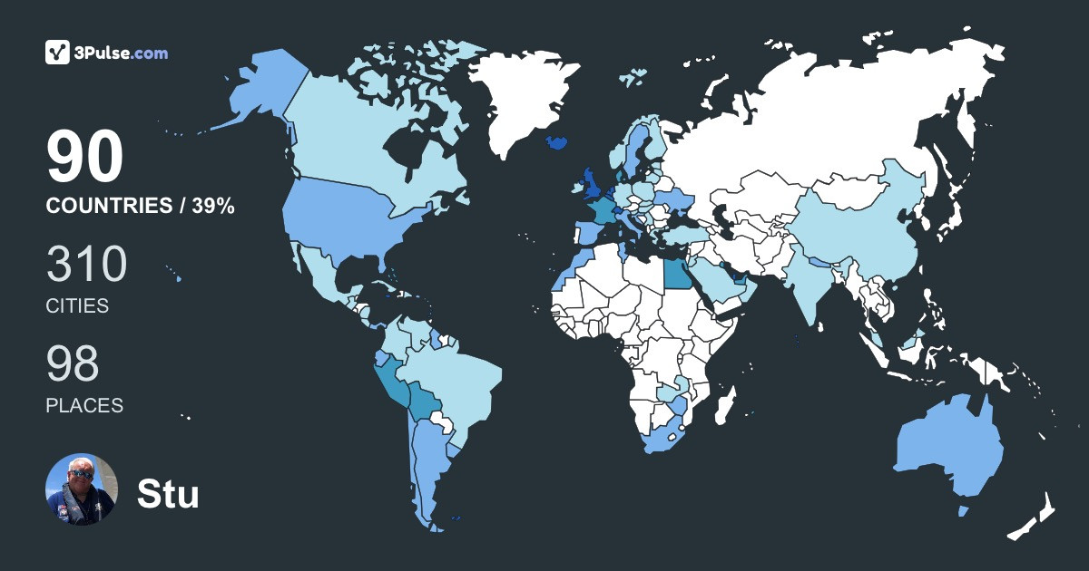 Stu Dymond's Travel Map Image