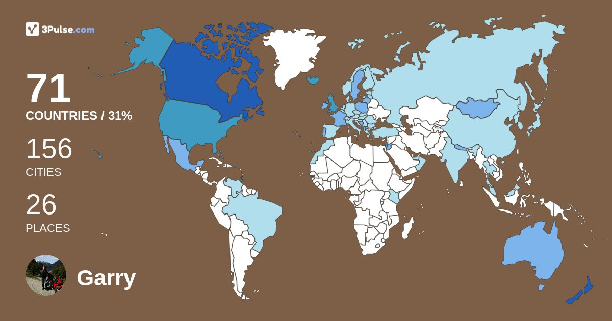 Garry Brimson's Travel Map Image