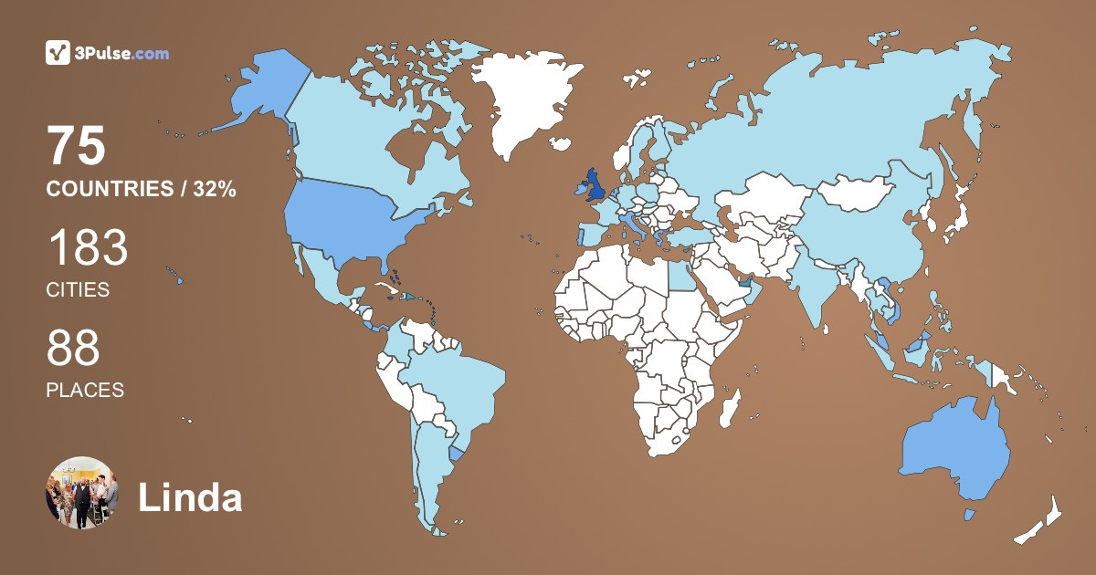 Linda Turner's Travel Map Image