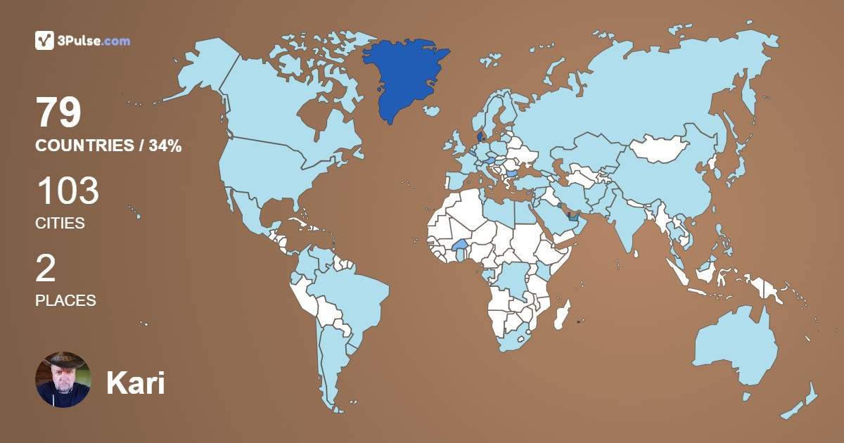 Kari Gudbjornsson's Travel Map Image
