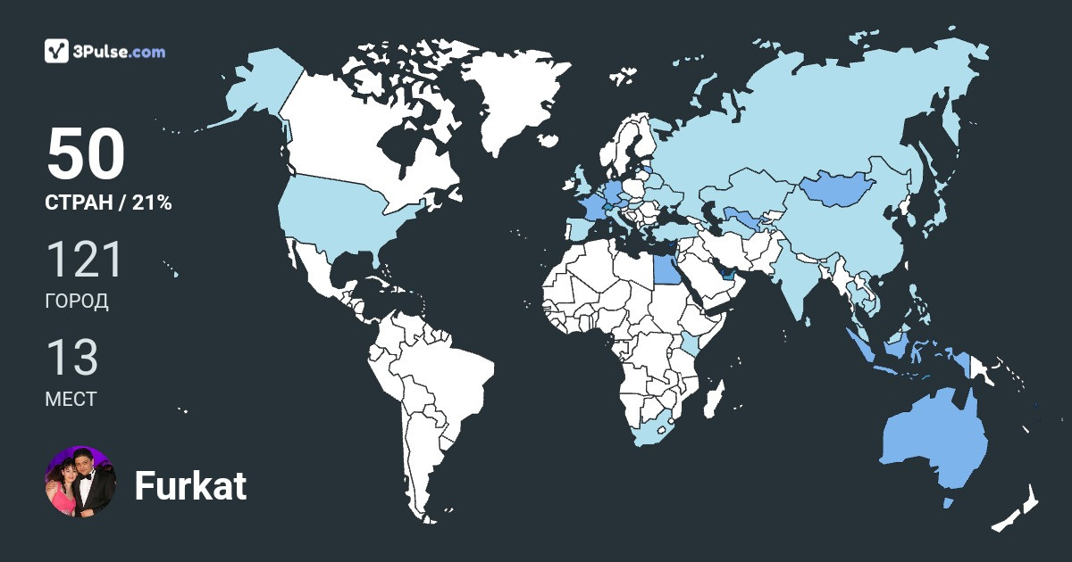Furkat Aslanov's Travel Map Image