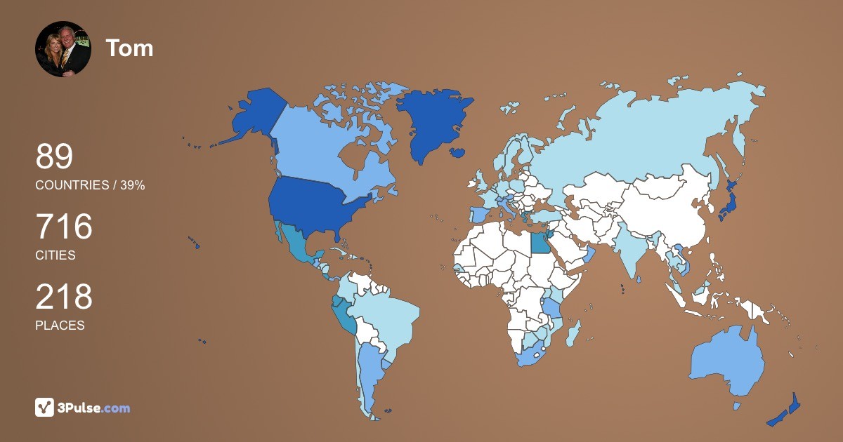 Tom Skaar's Travel Map Image