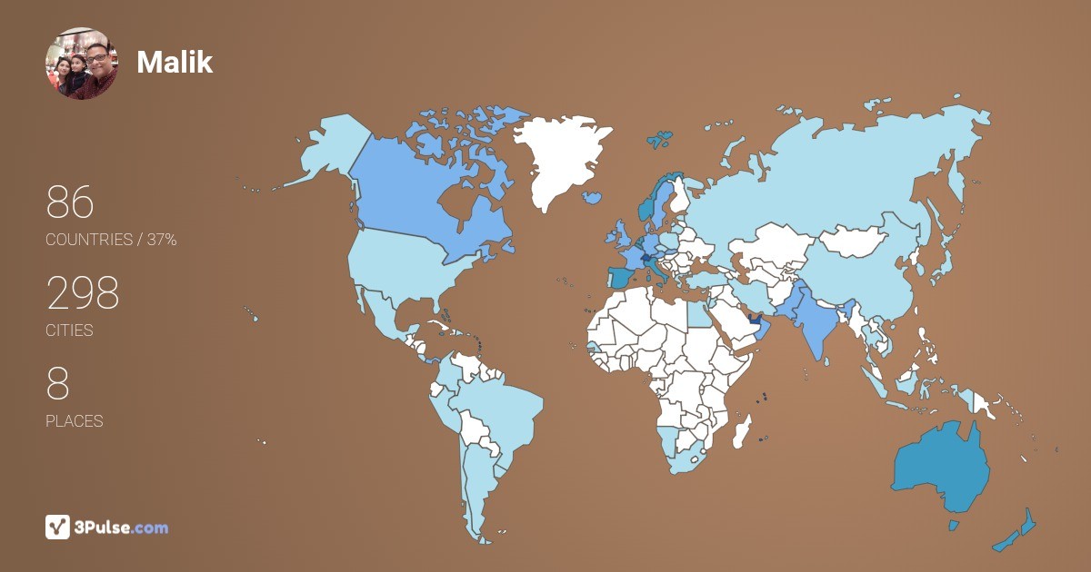 Malik Hirani's Travel Map Image