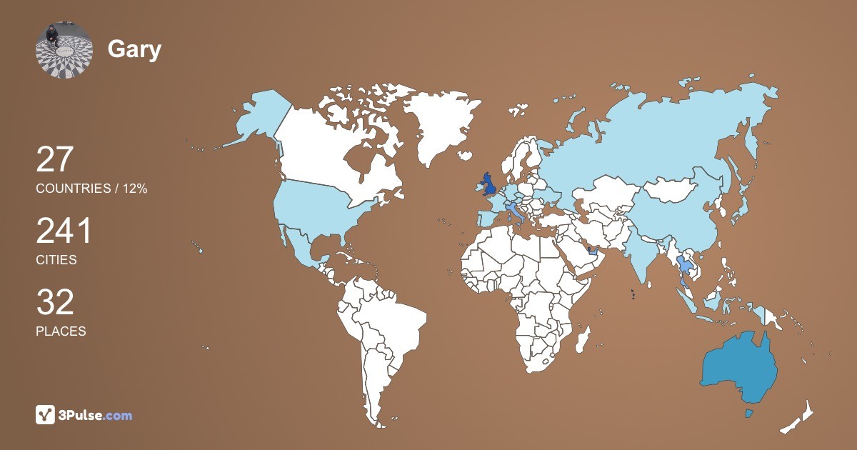 Gary Coles's Travel Map Image