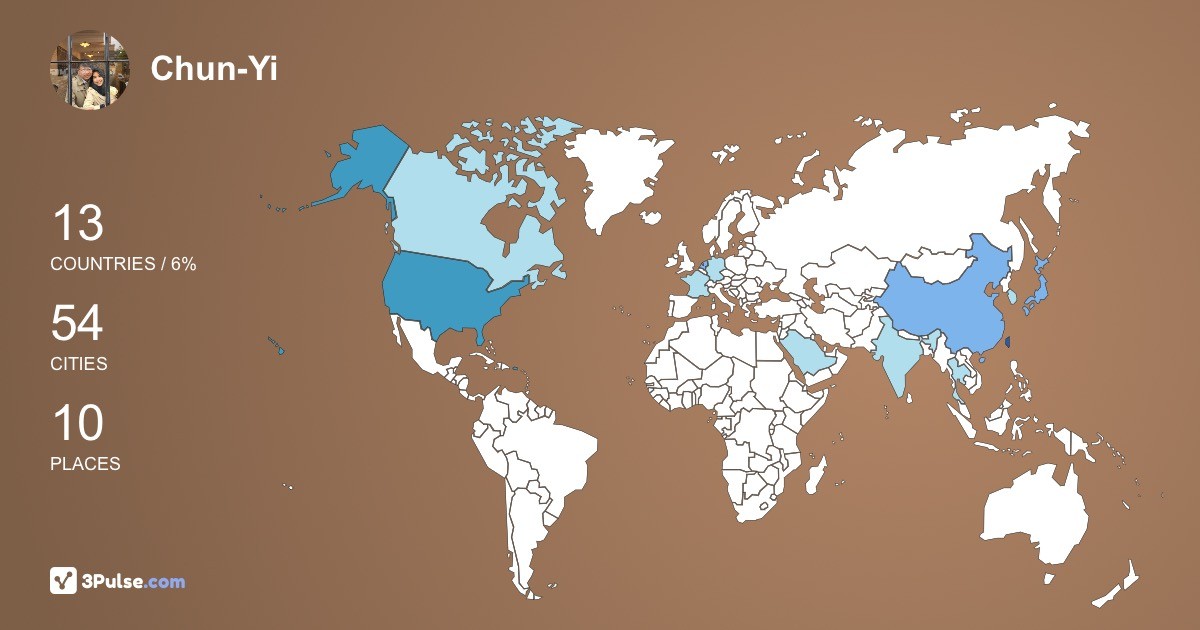 Изображение Карты путешествий Chun-Yi Tsai