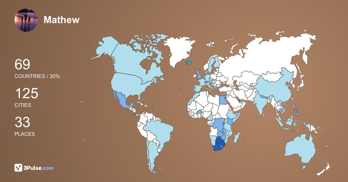 Mathew Van-Lierop's Travel Map Image