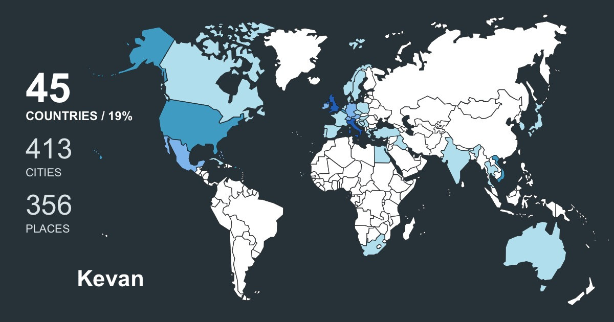 Kevan Bayes's Travel Map Image