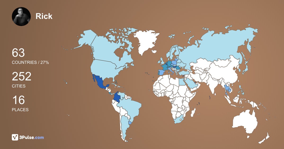 Rick Gonzalez's Travel Map Image