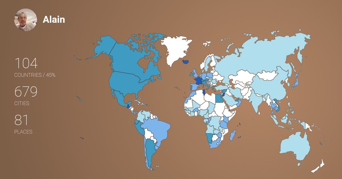 Alain Montenoise's Travel Map Image