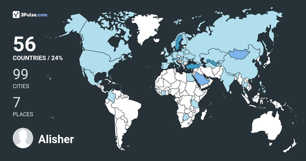 Изображение Карты путешествий Alisher Mamajanov