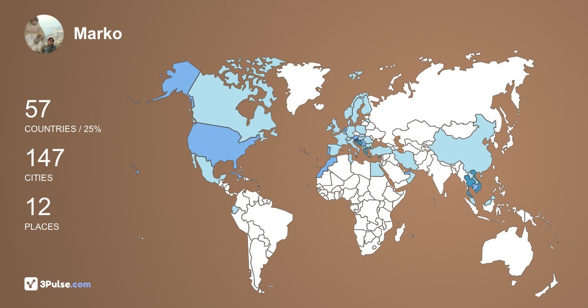 Marko Kastelic's Travel Map Image