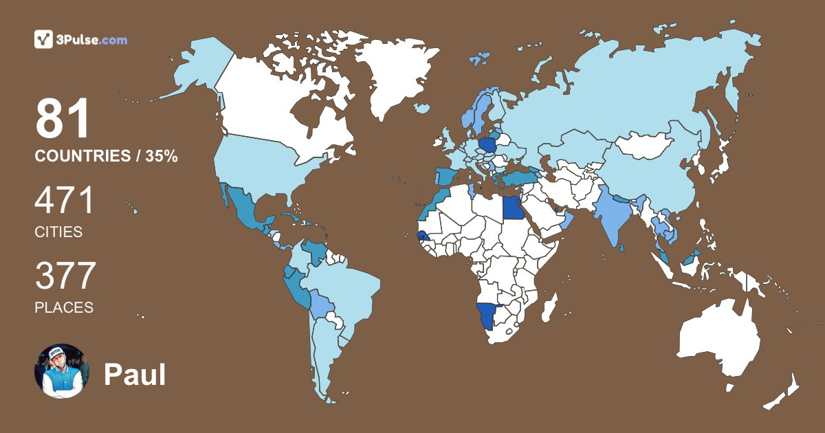 Paul Stecura's Travel Map Image