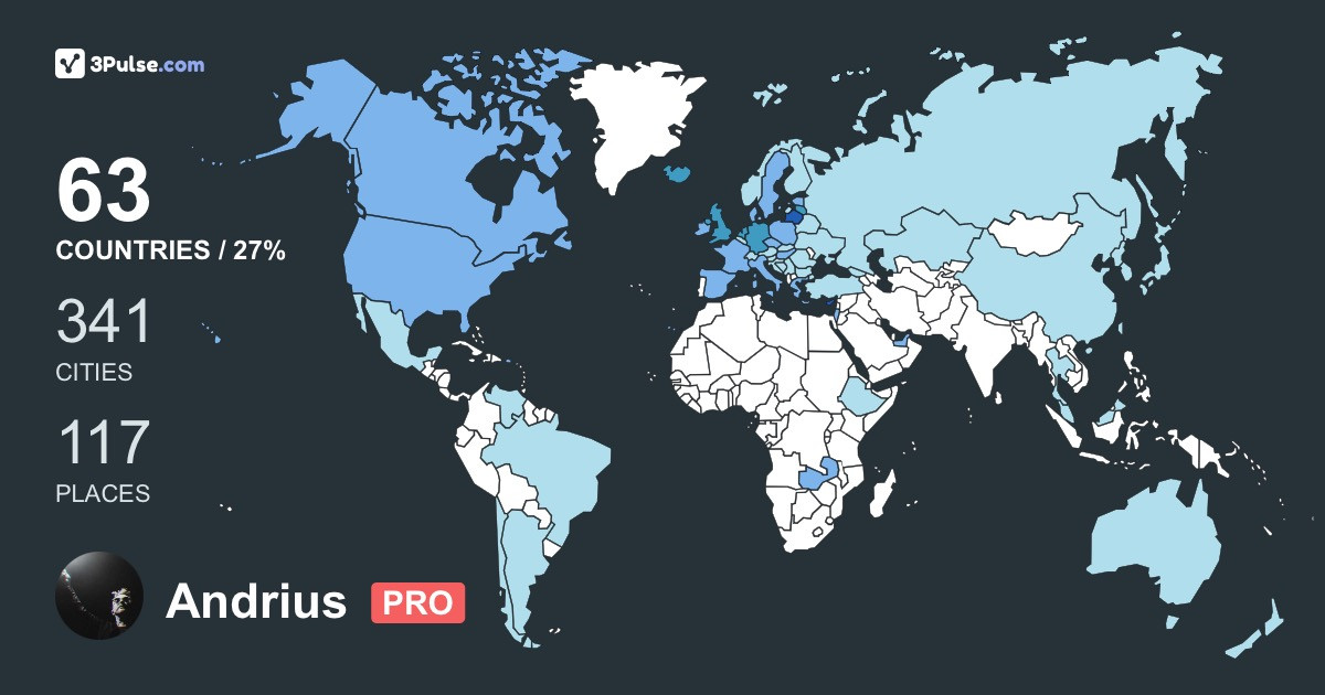 Andrius Mamontovas's Travel Map Image