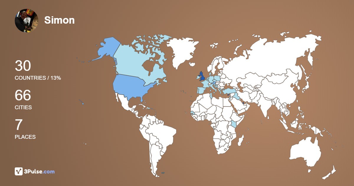 Simon Bottomley's Travel Map Image