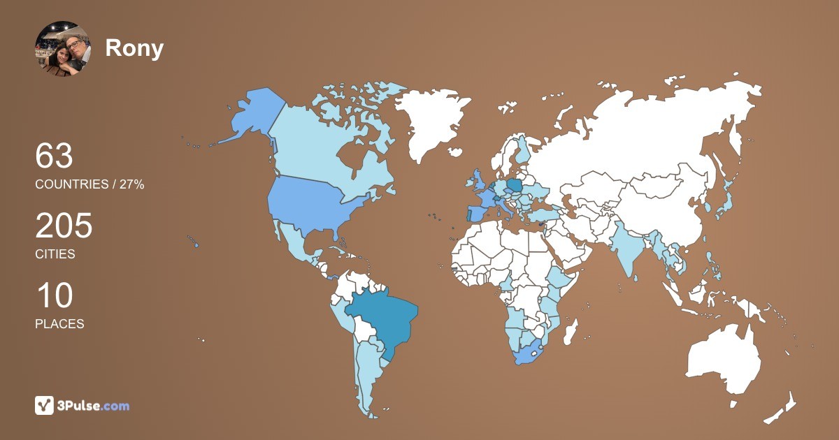 Rony Weinfeld's Travel Map Image
