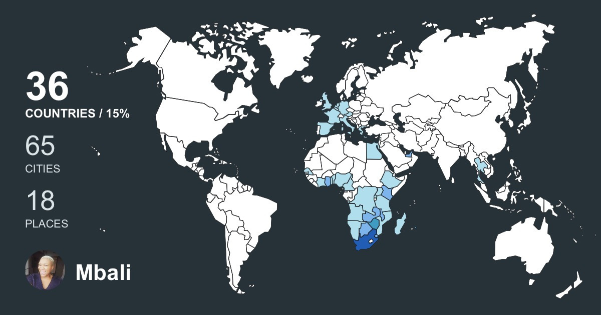 Изображение Карты путешествий Mbali Mngomezulu