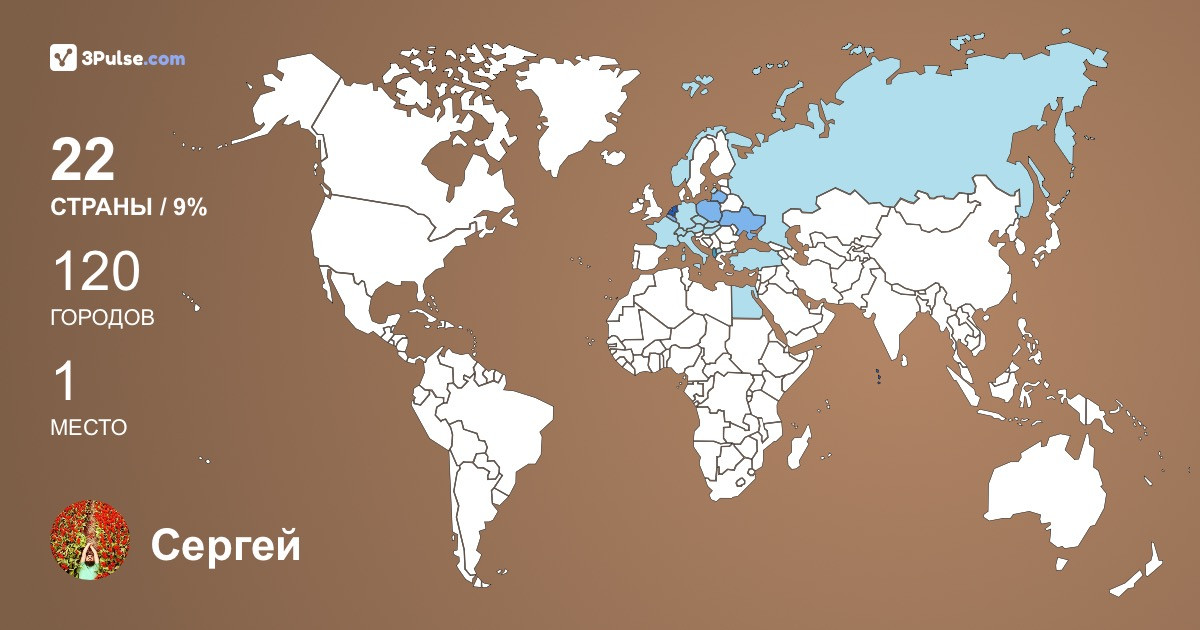 Сергей Швец's Travel Map Image