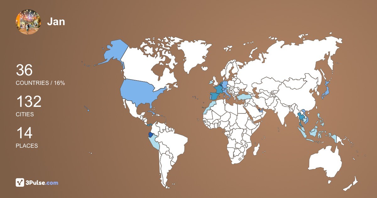 Jan Peeters's Travel Map Image
