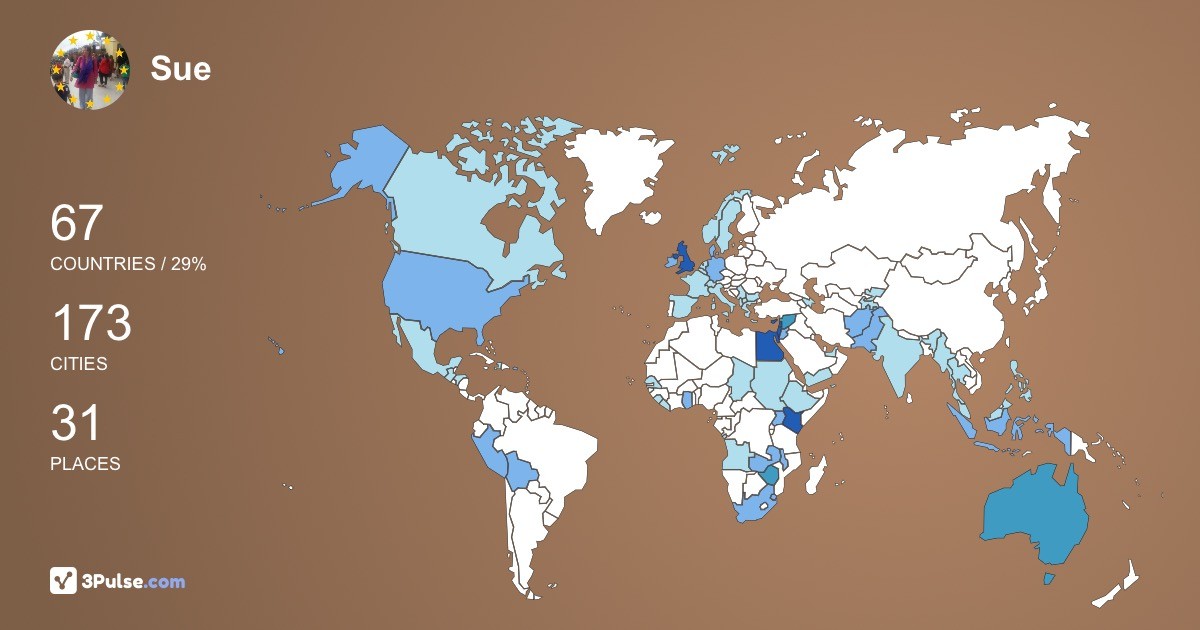 Sue Turrell's Travel Map Image