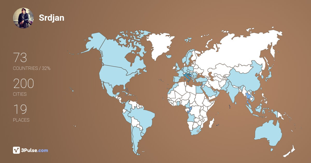 Srdjan Vukcevic's Travel Map Image