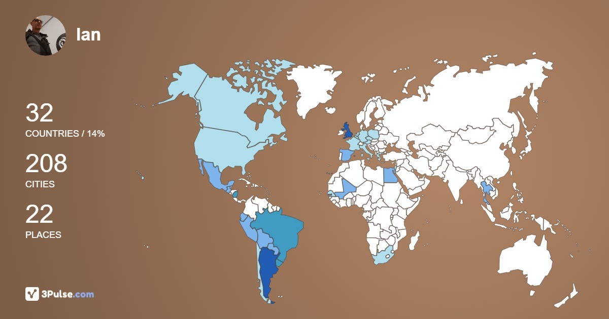 Ian Barnett's Travel Map Image