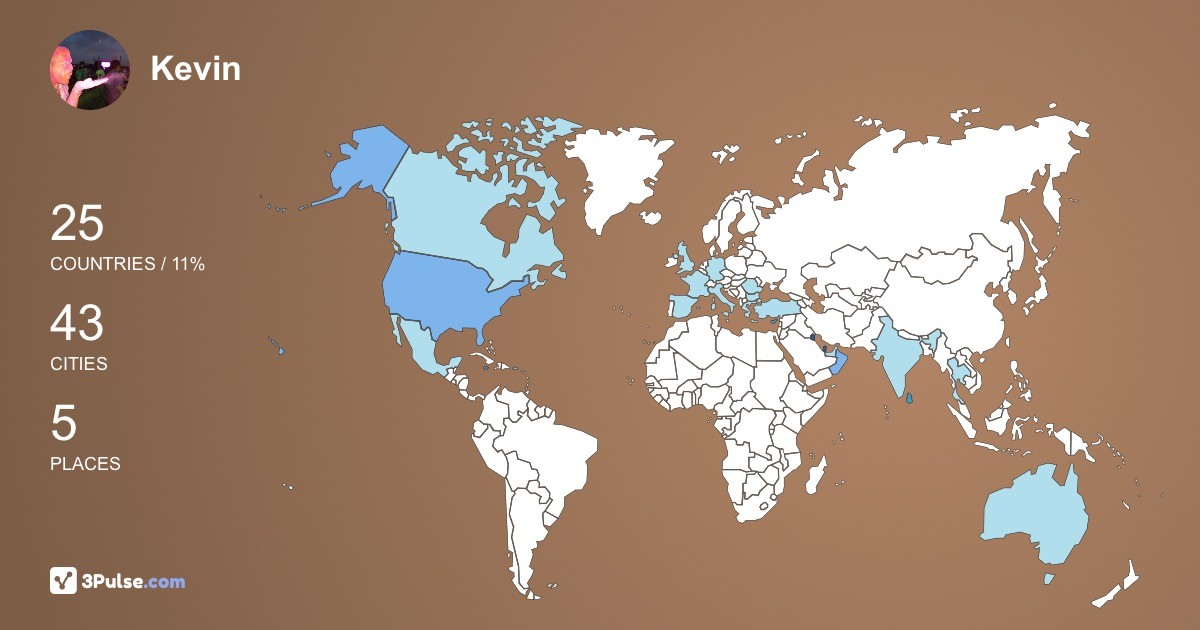 Kevin Thomas's Travel Map Image