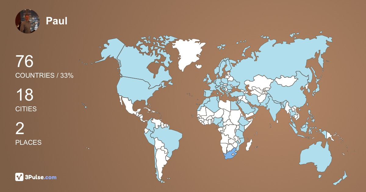 Paul Blunden's Travel Map Image