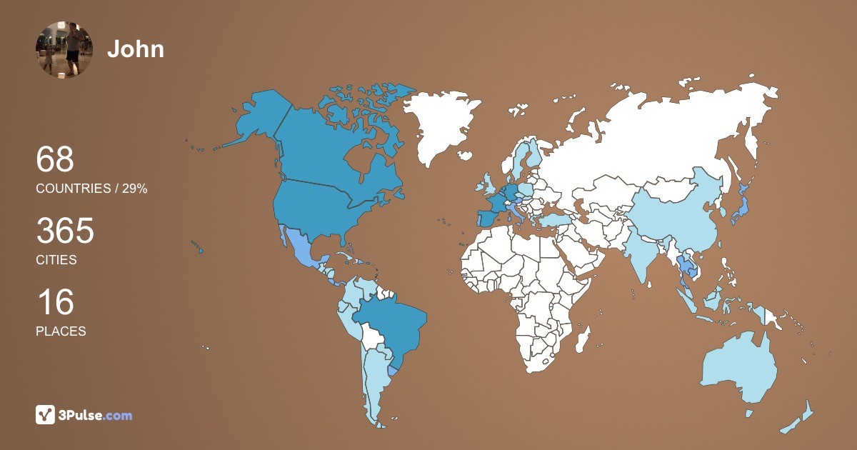 John Negron's Travel Map Image