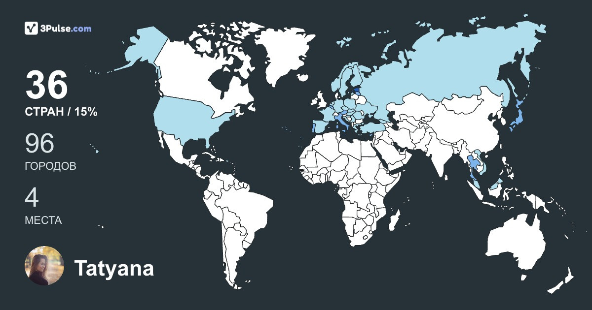 Tatyana Dudykina's Travel Map Image