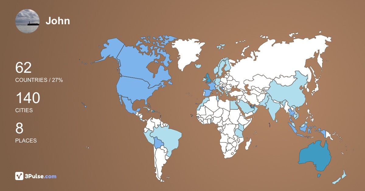 John Gearing's Travel Map Image