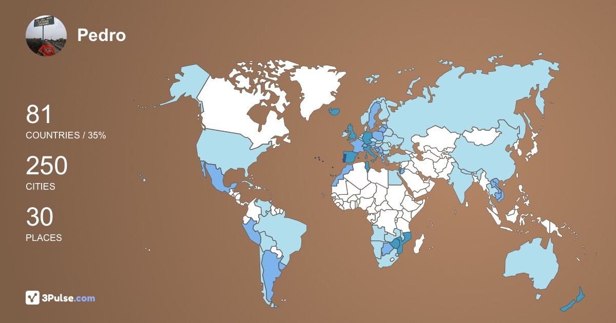 Pedro Teixeira's Travel Map Image