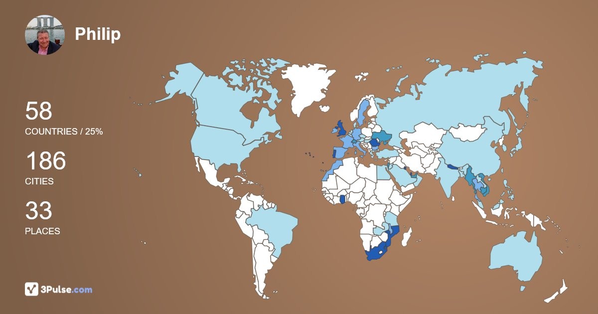 Philip Norley's Travel Map Image