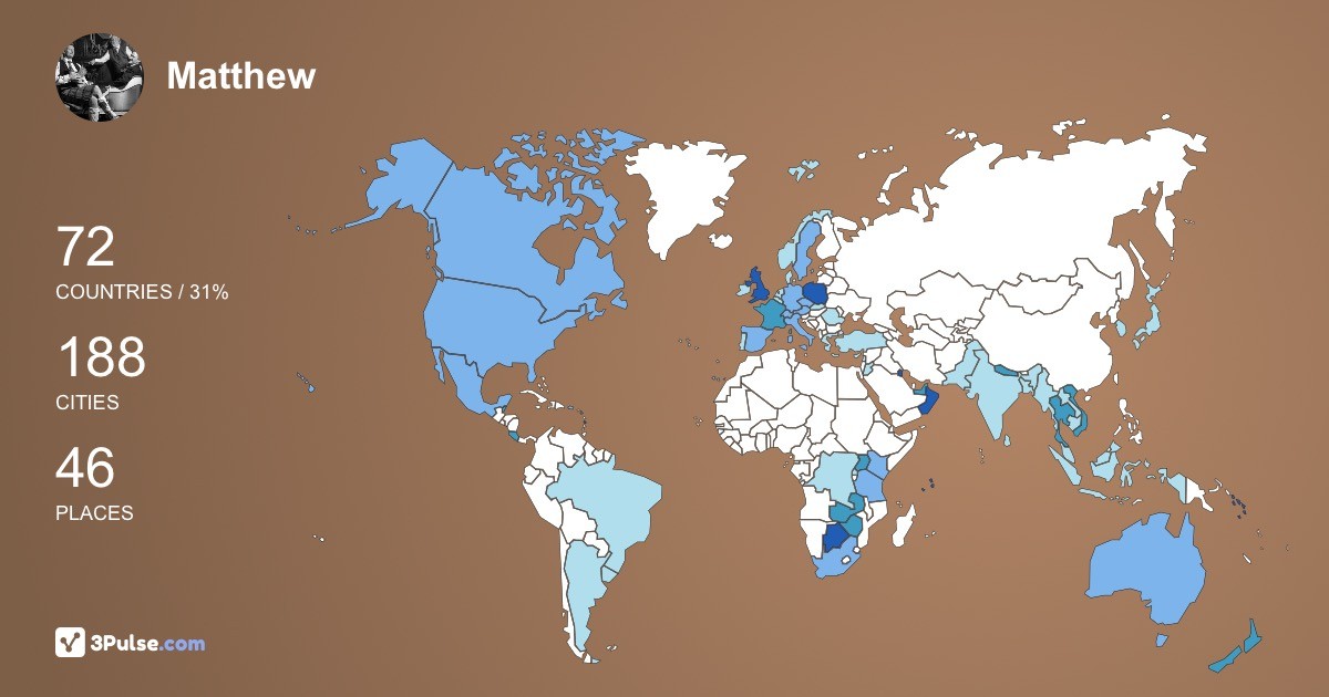 Matthew Hunt's Travel Map Image