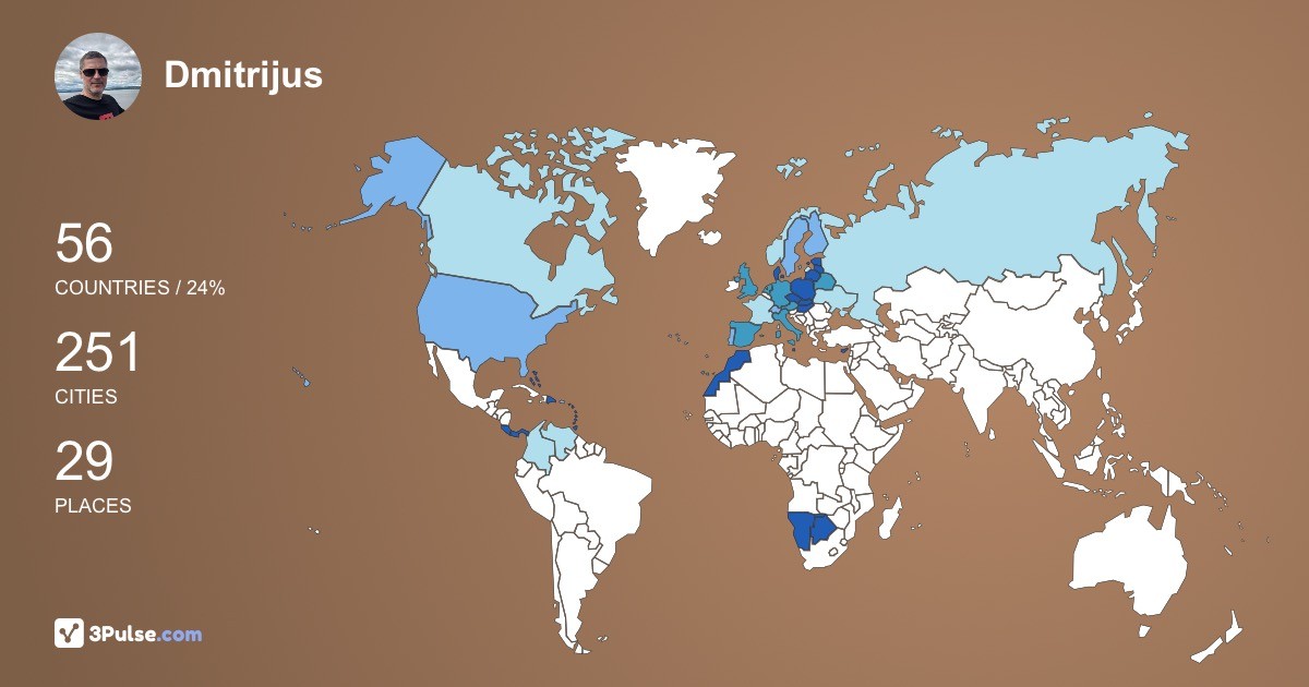 Dmitrijus Apockinas's Travel Map Image