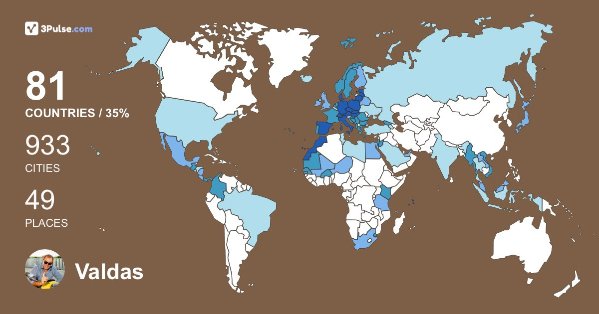 Valdas Valiukevicius's Travel Map Image
