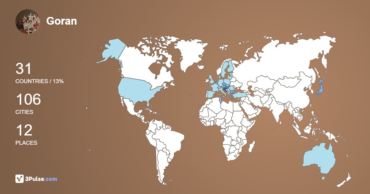 Goran Niksic's Travel Map Image