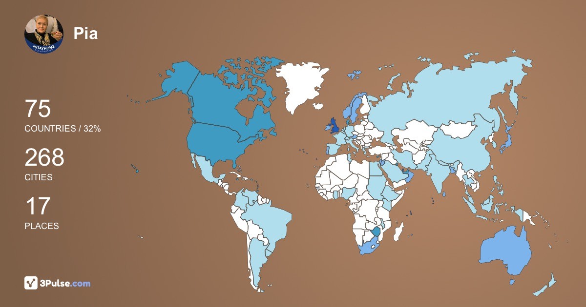 Pia Cross's Travel Map Image