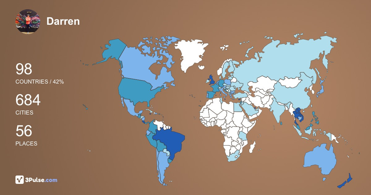 Darren Hayton's Travel Map Image